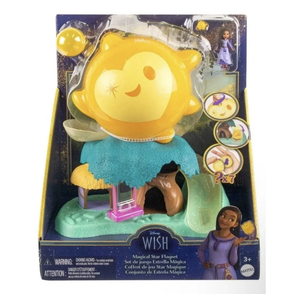Disney Wish Magical Star Playset with Asha Miniature Toy Figure and 7 Wish Orbs